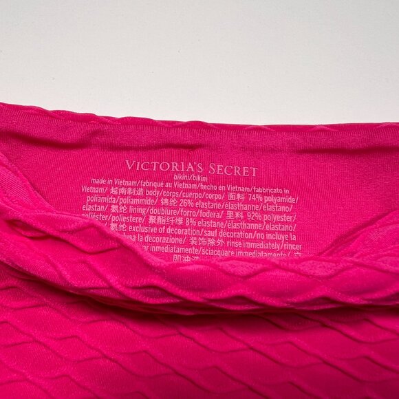 Victoria Secret 32C S TWIST FRONT Push Up Bikini Top Bottom Set Textured Pink - Picture 14 of 14